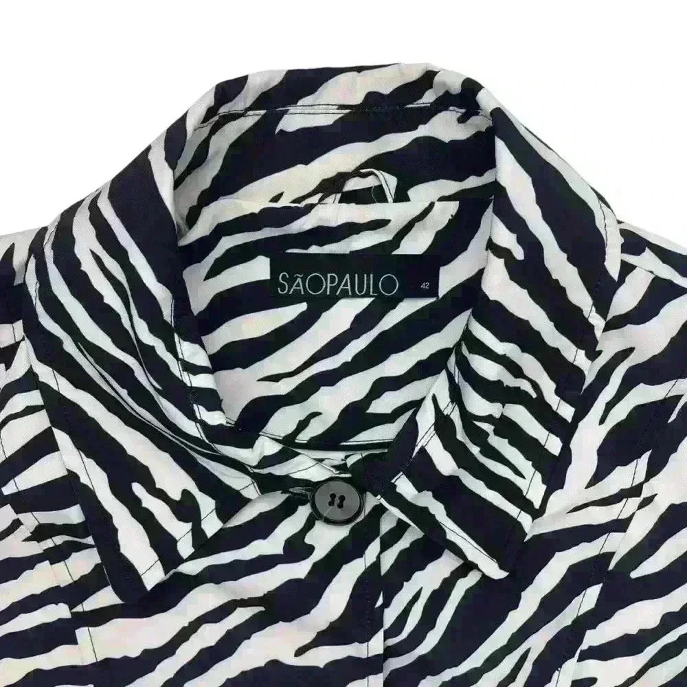Sao Paulo Zebra Print  Size 12 Trench Coat - Boho Chic Animal Print Sexy Belted - Picture 7 of 16